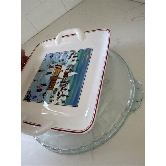 Villeroy & Boch Naif Christmas Square Handled Cake Plate Luxembourg 8" - Picture 8 of 12